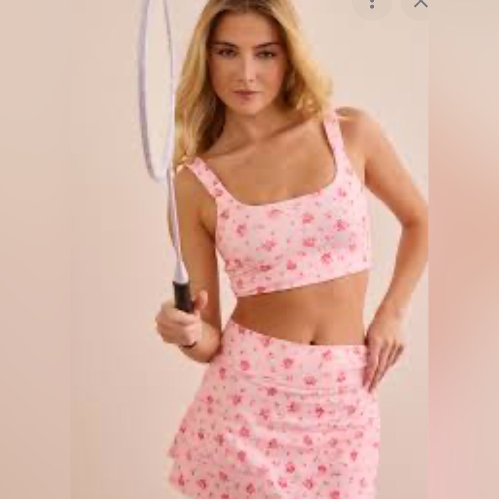 AS Revival,Pink Floral athletic set two pieces Sports bra and athletic skirt.